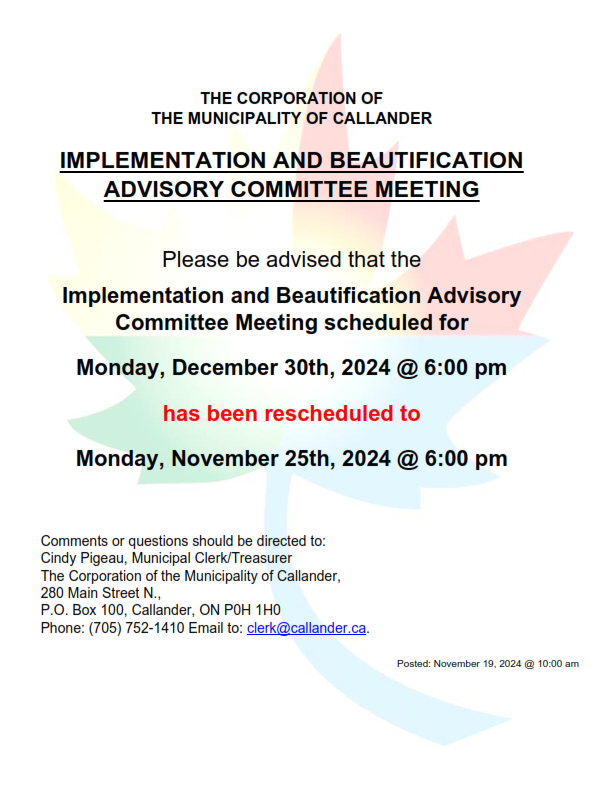 IMPLEMENTATION AND BEAUTIFICATION ADVISORY COMMITTEE MEETING